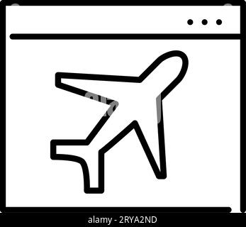 Roaming internet mode. Airplane in a web browser. Pixel perfect, editable stroke Stock Vector