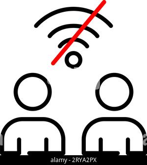 Two users having no wifi connection. Pixel perfect, editable stroke Stock Vector