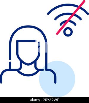 User with no internet. No wifi signal. Pixel perfect icon Stock Vector