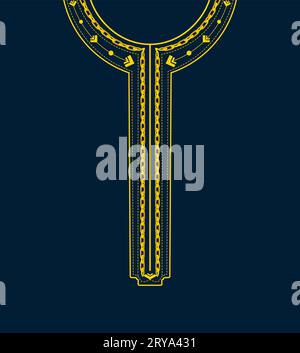 Neckline Design of Muslim Abaya or Kaftan for Arab Muslim men in luxury style Stock Vector