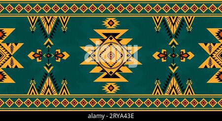 Seamless abstract geometric fabric pattern in Navajo style Stock Vector