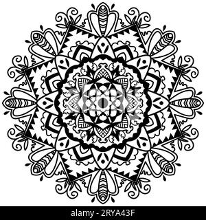 Black and white mandala pattern design for coloring book Stock Vector
