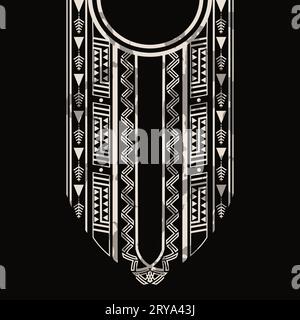 Tribal ethnic pattern design for the neckline in monochrome theme Stock Vector
