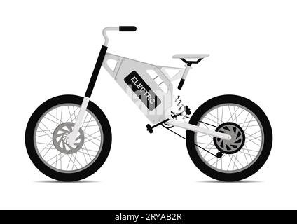 Modern Electric Bike Vector Flat Design Isolated on White Background Stock Vector
