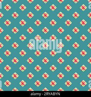 Seamless Pattern of Gift Box Shaped Butter Cookies on Blue Turquoise Background Stock Photo