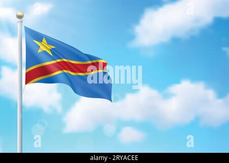 Waving flag of Congo on sky background. Template for independence day ...