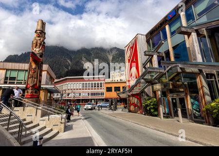 City streets near the Sealaska Heritage Institute in downtown Juneau, Alaska, USA Stock Photo