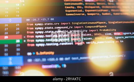 Monitor closeup of function source code. Abstract IT technology background. Stock Photo