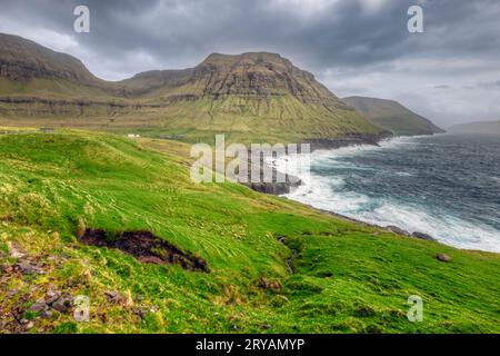 Nordradalur on the Koltur Island in the Faroe Islands Stock Photo