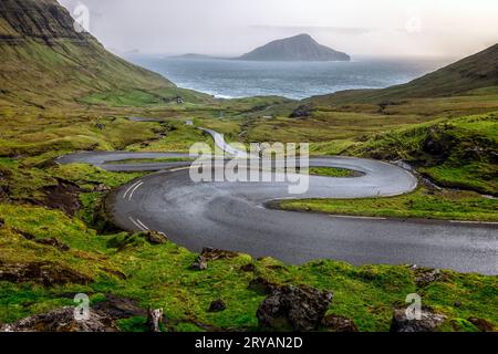 Nordradalur on the Koltur Island in the Faroe Islands Stock Photo