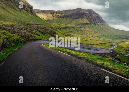 Nordradalur on the Koltur Island in the Faroe Islands Stock Photo