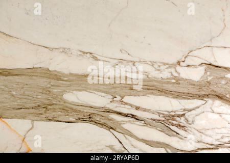 Large format texture, light cream marble with brown veins and cracks, warm color Stock Photo