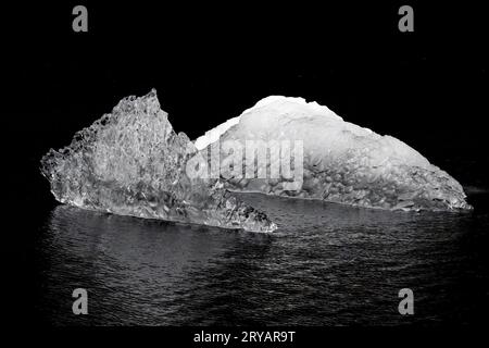 Icebergs from Sawyer Glacier in Tracy Arm Fjord near Juneau, Alaska, USA [B&W] Stock Photo