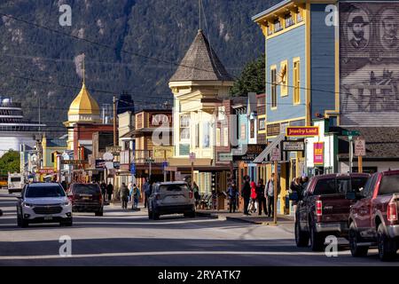 Historic buildings on Broadway, Skagway, Alaska, USA Stock Photo