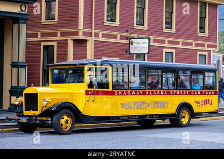 Skagway Alaska Street Car Tour - Skagway, Alaska, USA Stock Photo