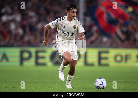 Paulo Dybala of AS Roma in action during the Serie A football match between Genoa CFC and AS Roma. Stock Photo