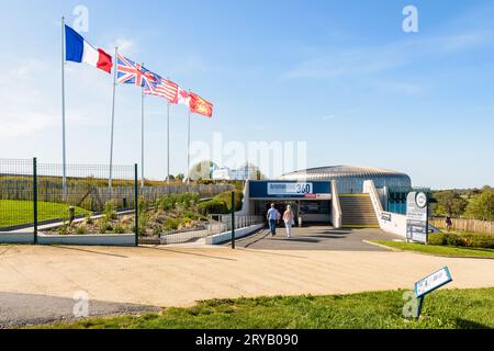 Arromanches 360 is a circular movie theater in Arromanches, France, showing movies on the WWII Normandy landings on a 360° screen. Stock Photo