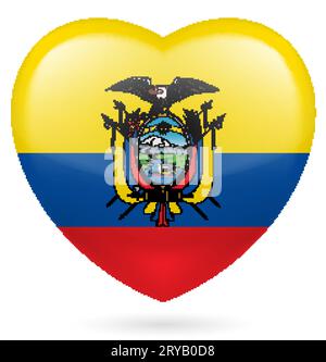 Heart with Ecuador Flag Colors. I Love Ecuador Stock Vector