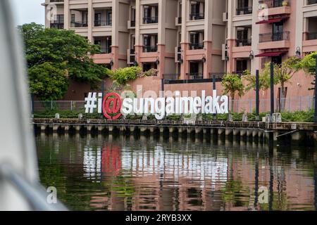 The Malacca River is a river in Malaysia which flows through the middle of the state of Malacca. Stock Photo