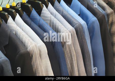 jackets for boys in children's clothing stores. clothes for boys in the store Stock Photo