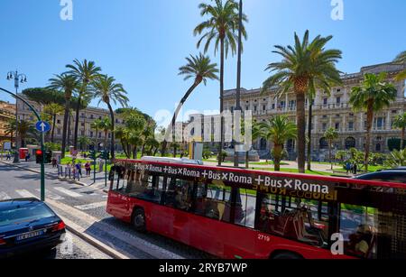 Hop on Hop off bus at the streets of Rome Stock Photo