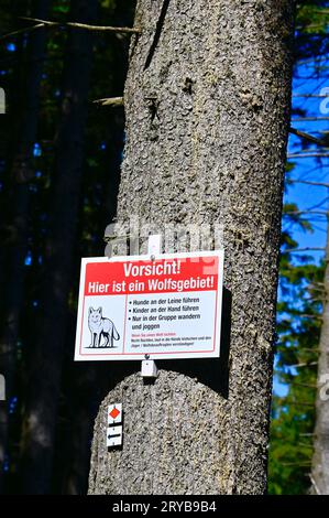 Warning sign Wolf in Germany Stock Photo - Alamy