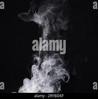 Abstract smoke, black background and mockup space with gloomy fog, creative art and magic effect. Vapor, dry ice or mystical swirl with special Stock Photo
