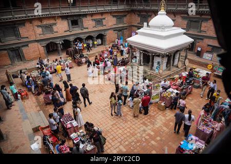 Lalitpur, Nepal. 30th Sep, 2023. People visit an artisan fest at Patan Durbar Square in Lalitpur, Nepal, Sept. 30, 2023. Credit: Hari Maharjan/Xinhua/Alamy Live News Stock Photo