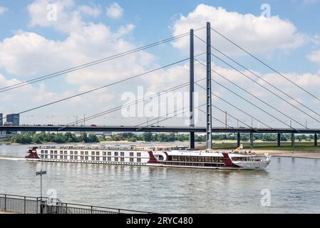 Dusseldorf, Germany - June 2, 2022: Cruise ship MS Excellence Princess transports tourists and passengers on deck and in comfortable cabins by Rhine r Stock Photo