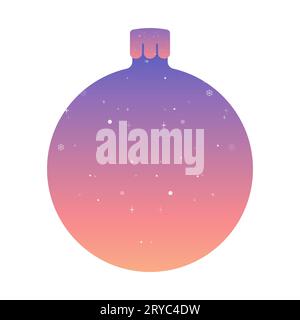 Silhouette glittery Christmas tree toy frame . Gradient blue and pink gradient vector illustration Stock Vector