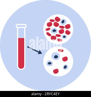 Anemia: blood test comparison between healthy blood and anemic blood, isolated icon Stock Vector