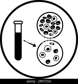 Anemia: blood test comparison between healthy blood and anemic blood, isolated icon Stock Vector