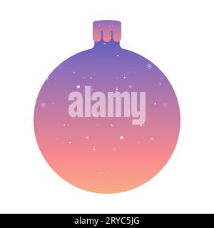 Silhouette glittery Christmas tree toy frame . Gradient blue and pink gradient vector illustration Stock Vector