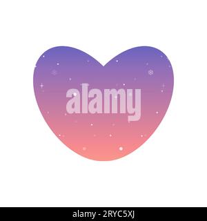 Silhouette glittery heart frame . Gradient blue and pink gradient vector illustration Stock Vector