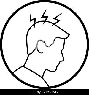 Man with headache, isolated medical icon Stock Vector