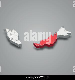 Sarawak state location within Malaysia 3d isometric map Stock Vector