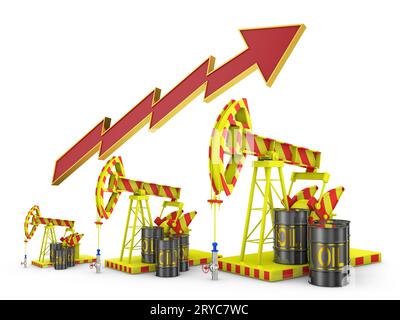 Oil pumps and arrow Stock Photo