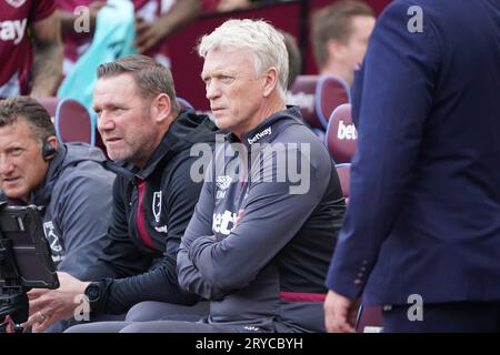 LONDON, ENGLAND - SEPTEMBER 30: David Moyes, manager of West Ham United before the Premier League match between West Ham United and Sheffield United at London Stadium on September 30, 2023 in London, England. (Photo by Dylan Hepworth/MB Media) Stock Photo