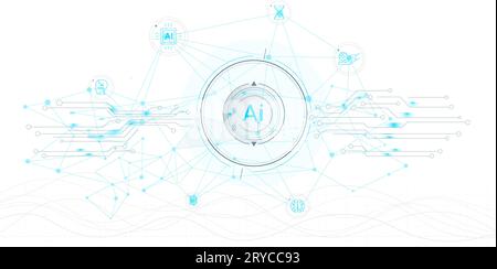 Futuristic interface with electronic chips and artificial intelligence ...