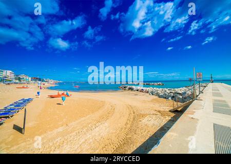 Panorama of the Adriatic Riviera in Romagna, Italy, with beaches, sea ...