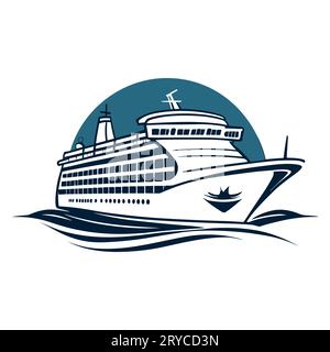 Cruise ship llogo design. Ocean liner silhouette icon. Vector ...