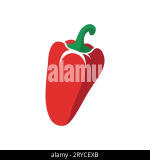 Paprica bell pepper flat vector material design isolated on white background Stock Vector