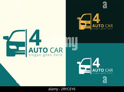 Letter 4 Car Logo Design Template Inspiration, Vector Illustration Stock Vector