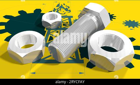 nuts and bolt on textured background Stock Photo - Alamy