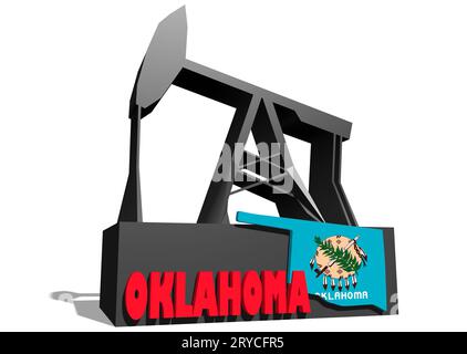 Oil pump and Oklahoma map Stock Photo