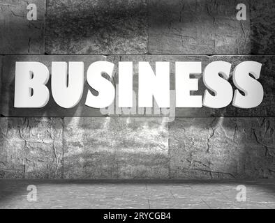 Business text on concrete wall Stock Photo