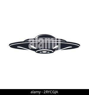 flat ufo icon illustration design, simple alien ship logo Stock Vector