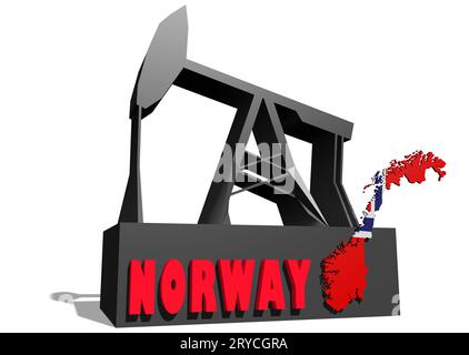 Oil pump and Norway map Stock Photo