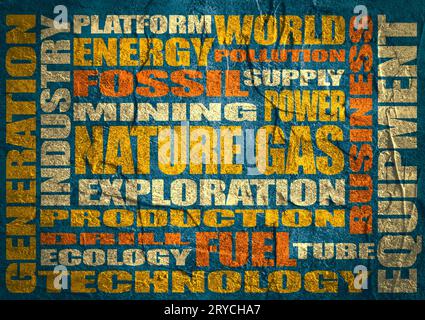 Nature gas industry relative words Stock Photo