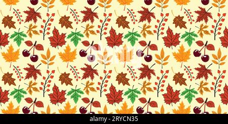 Autumn leaves seamless pattern set vector design Stock Vector